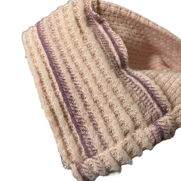 Miss Me Salmon Pink Purple Boho Hippie Retro Chevron Long Sleeve Mock Neck Top - Picture 5 of 10